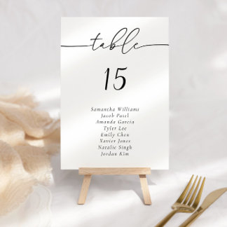 Elegant Calligraphy Table Number Guest Names