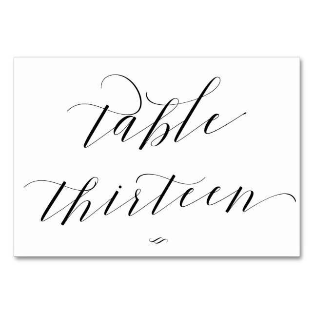 Elegant Calligraphy Table Thirteen Reception Table Number (Front)