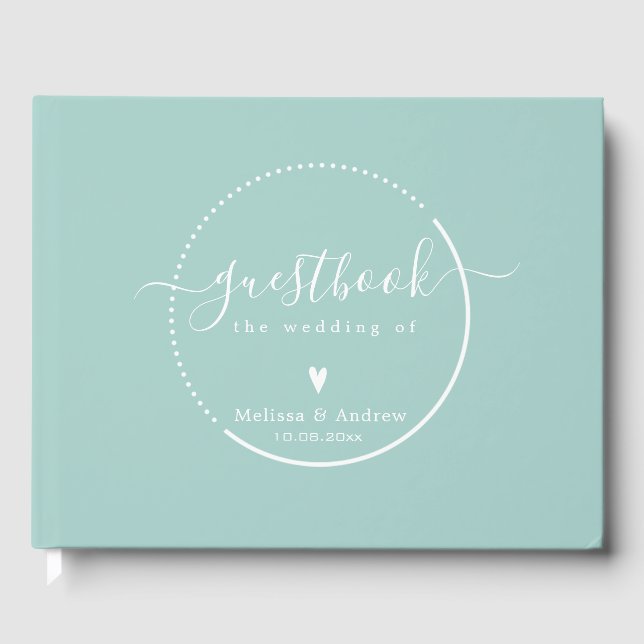 Elegant Calligraphy - Teal Green Wedding Guest Book (Front)