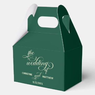 Elegant Calligraphy Teal Wedding Favor Box
