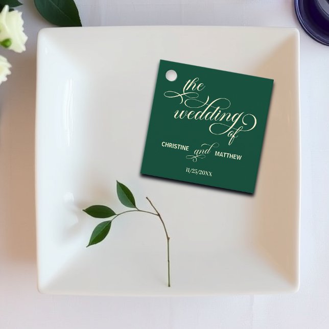 Elegant Calligraphy Teal Wedding Favour Tags (Creator Uploaded)