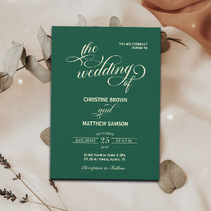 Elegant Calligraphy Teal Wedding Invitation