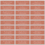 Elegant Calligraphy Terracotta Wedding Guest Label<br><div class="desc">A modern and elegant wedding guest labels in terracotta colour scheme. Personalize all 27 guest's names and addresses.</div>