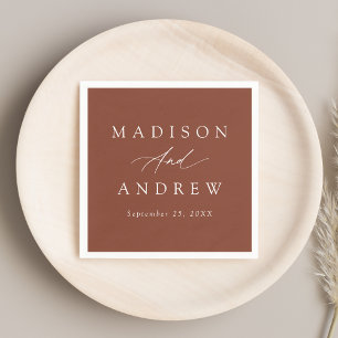 Elegant Calligraphy Terracotta Wedding Napkin