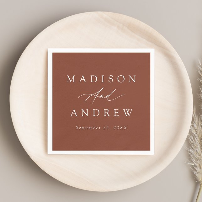 Elegant Calligraphy Terracotta Wedding Napkin (Creator Uploaded)