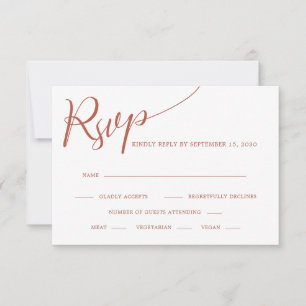 Elegant Calligraphy Terracotta Wedding RSVP Card