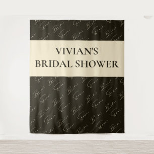 Elegant Calligraphy Text Pattern Bridal Backdrop Tapestry