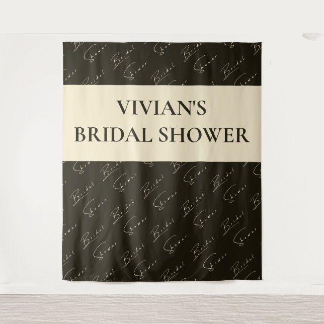 Elegant Calligraphy Text Pattern Bridal Backdrop Tapestry (Front)