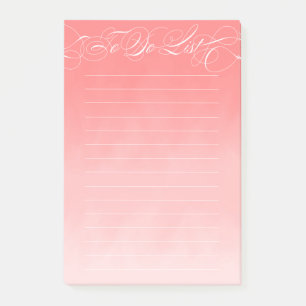Elegant Calligraphy To Do List Coral Pink Ombre Post-it Notes
