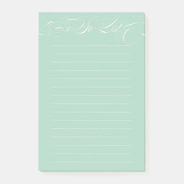 Elegant Calligraphy To Do List Mint Green Post-it Notes (Front)