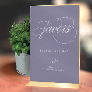 Elegant Calligraphy Violet Minimal Leaf Favour Sig Poster