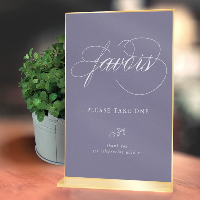 Elegant Calligraphy Violet Minimal Leaf Favour Sig Poster (Creator Uploaded)