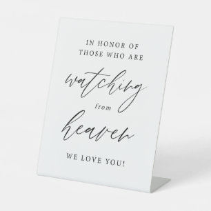 Elegant Calligraphy Watching From Heaven Memorial Pedestal Sign