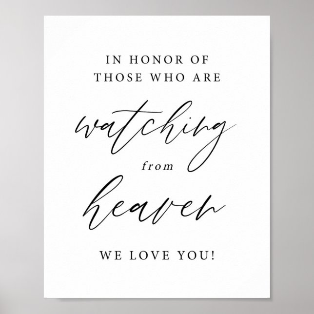 Elegant Calligraphy Watching From Heaven Memorial  Poster (Front)