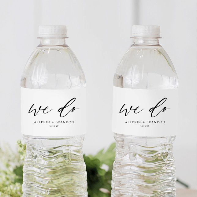 Elegant Calligraphy We Do Wedding  Water Bottle Label (Creator Uploaded)