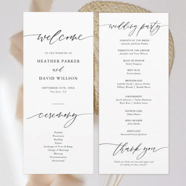 Elegant Calligraphy Wedding Ceremony Program | Zazzle