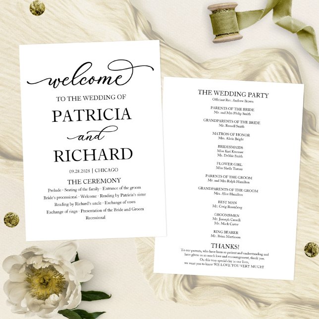 Elegant Calligraphy Wedding Ceremony Program (Creator Uploaded)