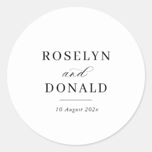 Elegant calligraphy wedding classic round sticker