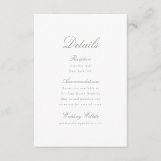 Elegant Calligraphy Wedding Details Card