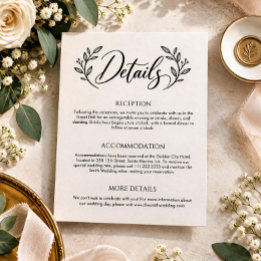 Elegant Calligraphy Wedding Details Enclosure Card