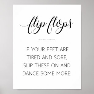Elegant Calligraphy Wedding Flip Flops Sign