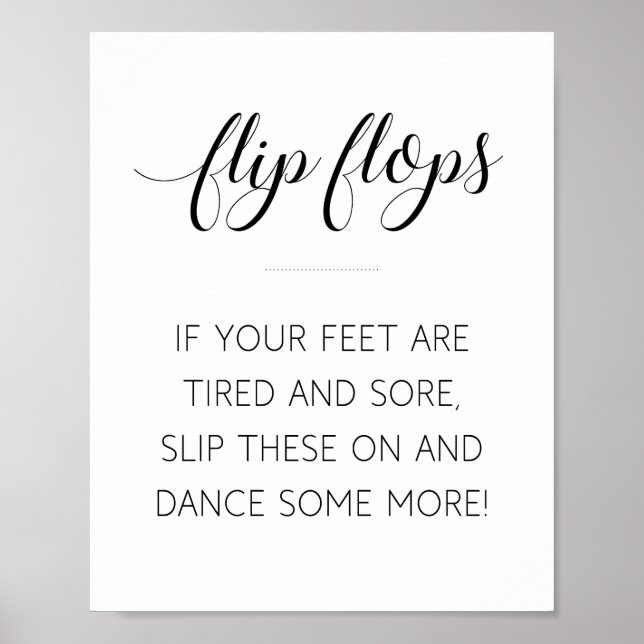 Elegant Calligraphy Wedding Flip Flops Sign (Front)