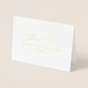 Elegant Calligraphy Wedding Folded Thank You Foil Card