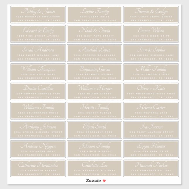 Elegant Calligraphy Wedding Guest Address Labels (Sheet)