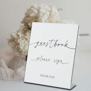 Elegant Calligraphy Wedding Guest Book Signing Pedestal Sign