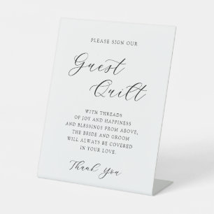 Elegant Calligraphy Wedding Guest Quilt  Pedestal  Sign