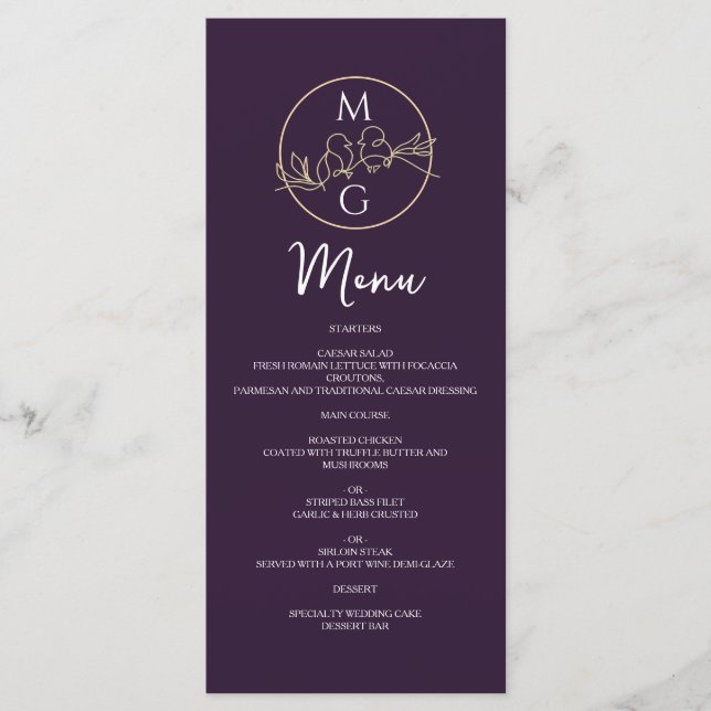 Elegant Calligraphy Wedding Menu (Front)