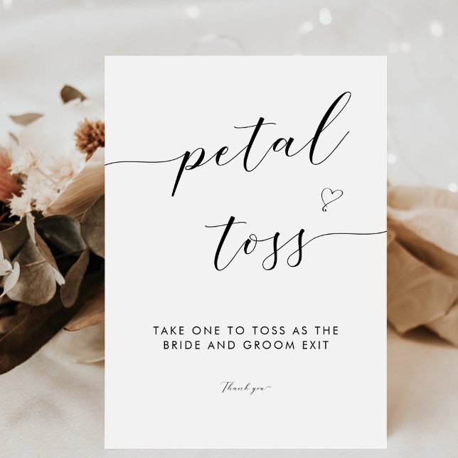 Elegant Calligraphy Wedding Petal Toss Send Off Pedestal Sign (Creator Uploaded)