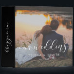 Elegant calligraphy wedding photo album binder<br><div class="desc">Keep your most precious wedding day memories in this binder. Fully customizable with your favourite wedding photo,  custom text or message,  and favourite colours.</div>