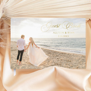 Elegant Calligraphy Wedding Photo Guest Book