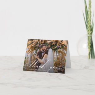 Elegant Calligraphy   Wedding Photo Thank You Card