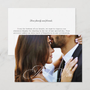 Elegant Calligraphy Wedding Photo Thank You Card