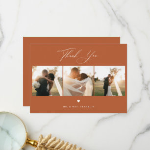 Elegant Calligraphy Wedding Photo Thank You Card