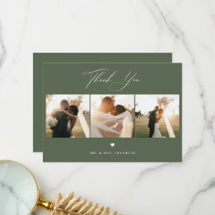 Elegant Calligraphy Wedding Photo Thank You Card