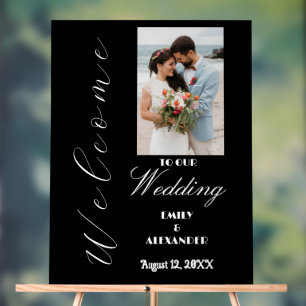 Elegant Calligraphy Wedding Photo Welcome Acrylic Sign