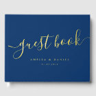Elegant calligraphy wedding real foil dark blue