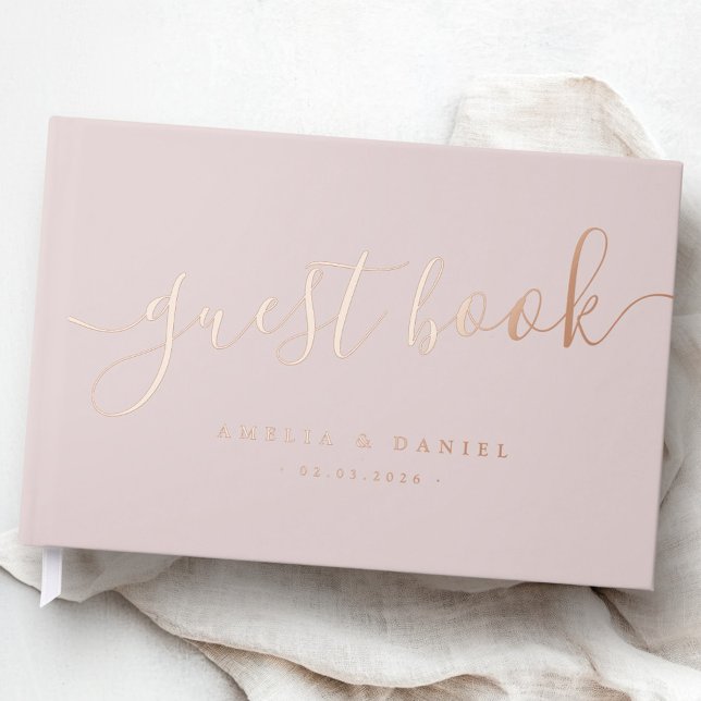 Elegant calligraphy wedding real guest book (Elegant calligraphy wedding real foil guest book)