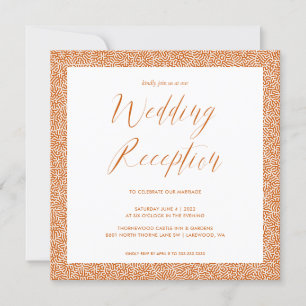 Elegant Calligraphy Wedding Reception Burnt Orange Invitation