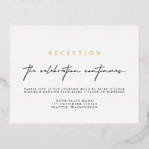 Elegant Calligraphy Wedding Reception Foil Card