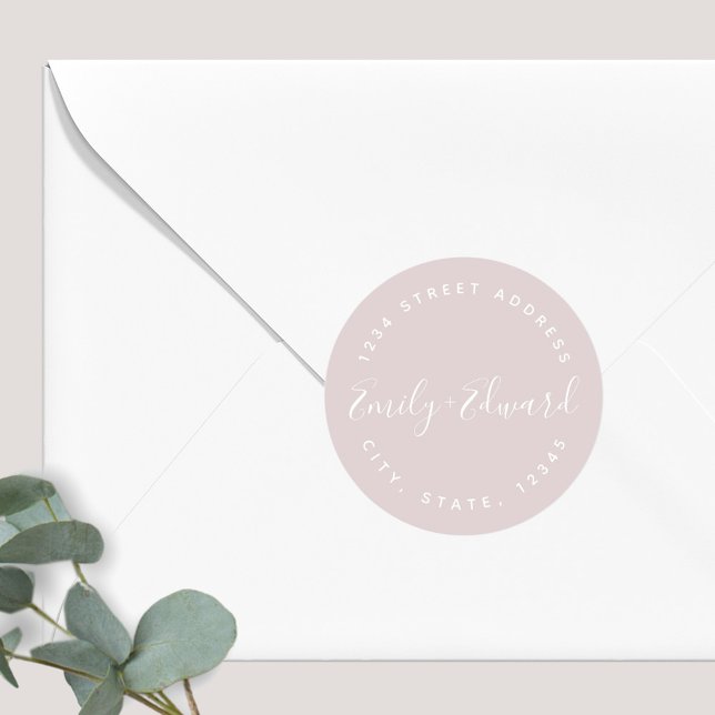 Elegant Calligraphy Wedding Return Address  Classic Round Sticker (Creator Uploaded)