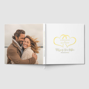 Elegant Calligraphy Wedding Romantic Photo Gold Guest Book