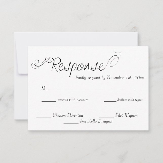 Elegant Calligraphy Wedding RSVP Card (Front)