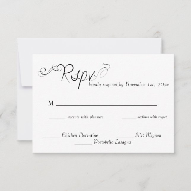 Elegant Calligraphy Wedding RSVP Card (Front)