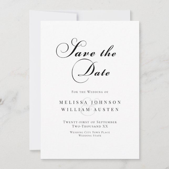 Elegant Calligraphy Wedding Save The Date (Front)