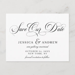Elegant Calligraphy Wedding Save the Date Announcement Postcard