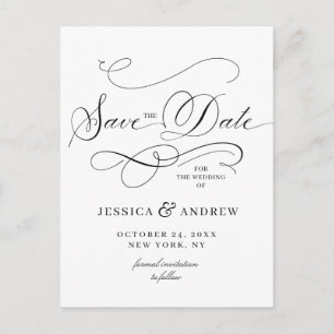 Elegant Calligraphy Wedding Save the Date Announcement Postcard